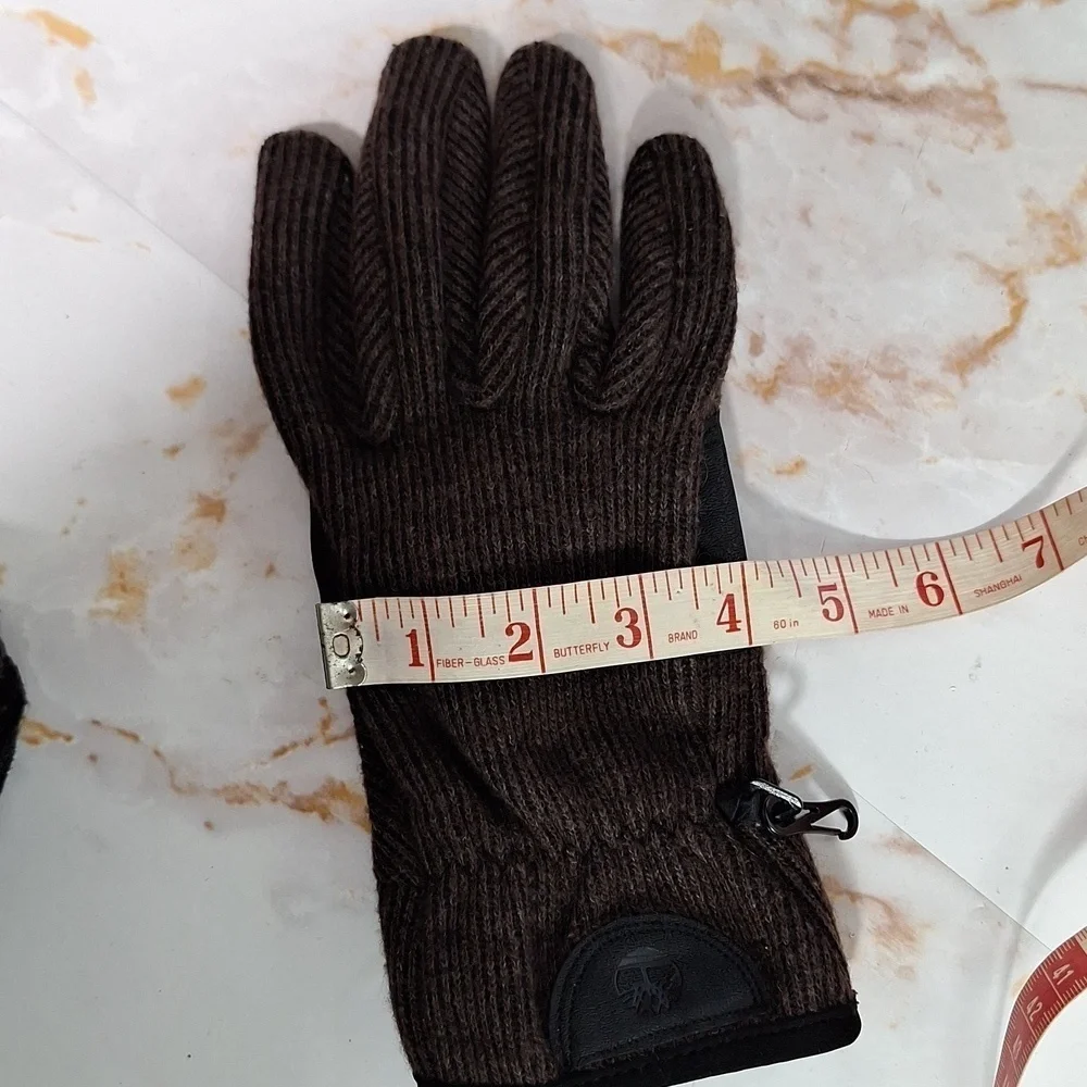 Timberland Wool Gloves Brown Knit Ribbed